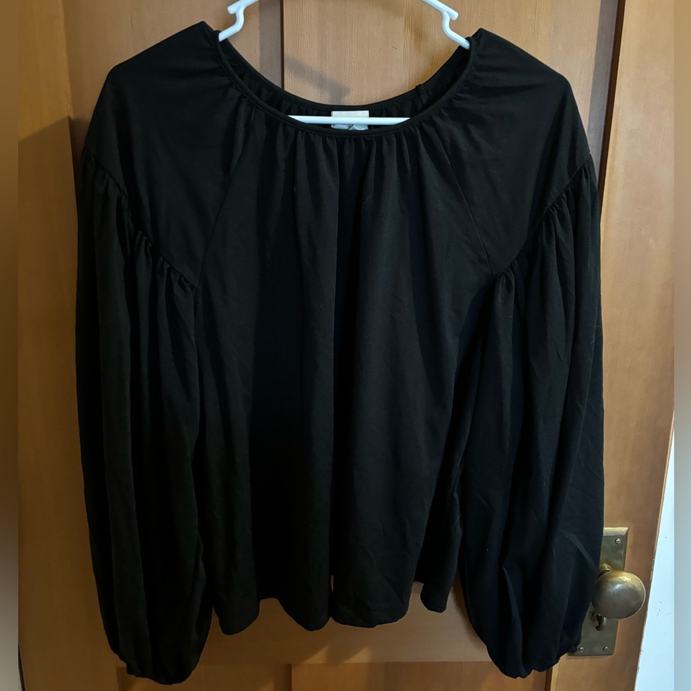 a new day. Womens Puff Sleeve Blouse Black Top